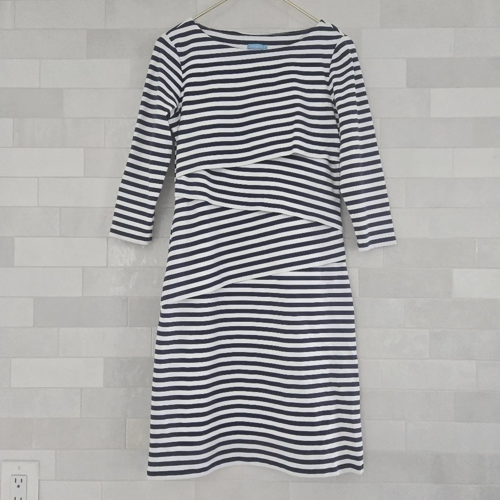 J. McLaughlin Nicola Tiered Layered Wrap Dress 3/4 Sleeve Knee Length Mini Small - Picture 3 of 9